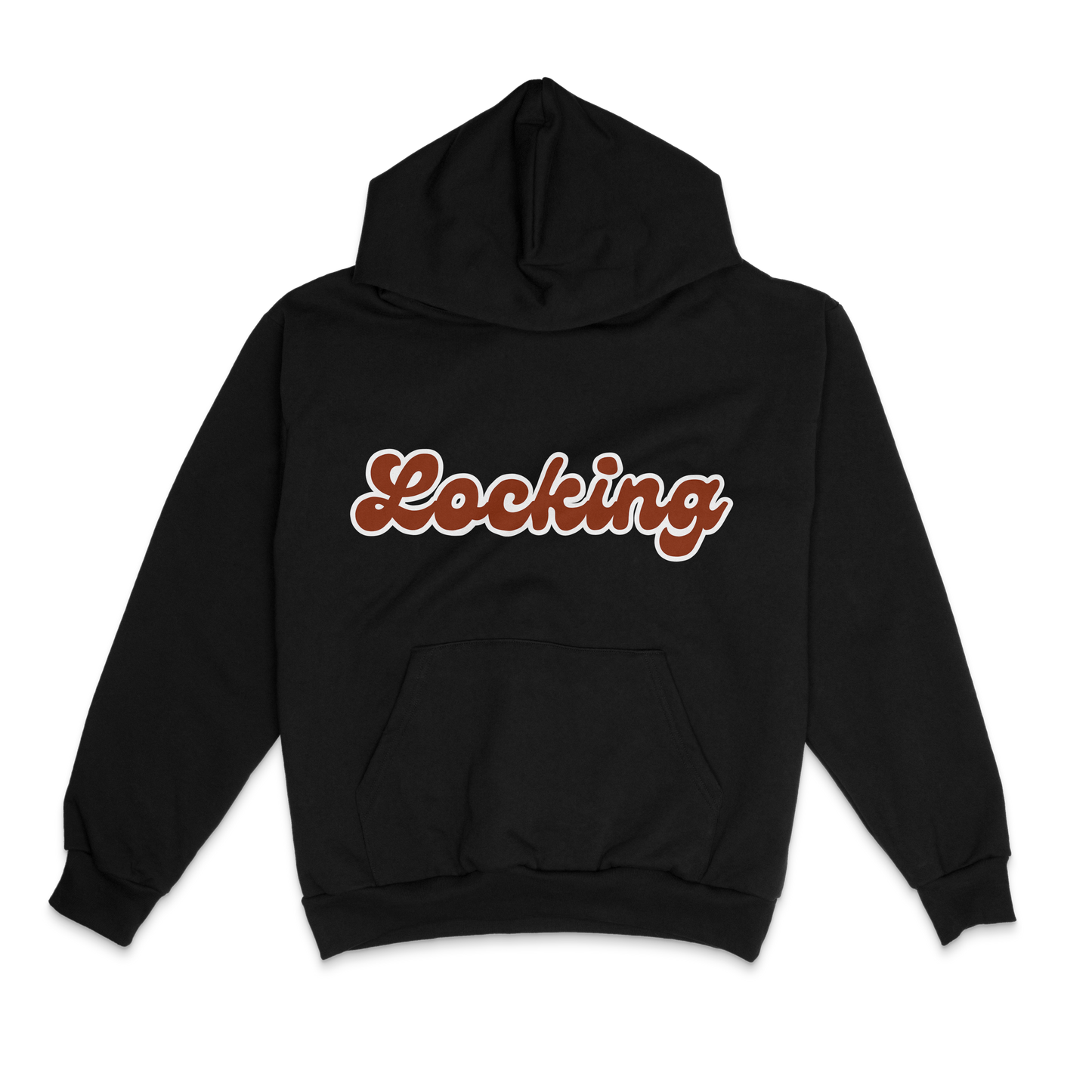 Locking Retro Text Hoodie - Black