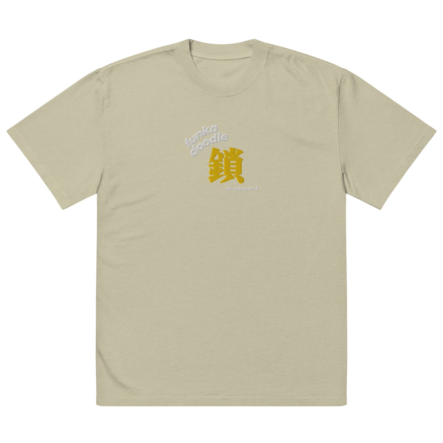 Golden Lock - Embroidered Oversized faded t-shirt